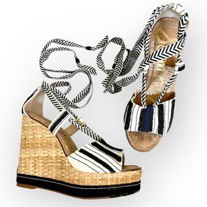 Sam Edelman Trey Beaded Lace-Up Espadrille Wedge Sandals ✨HP!✨